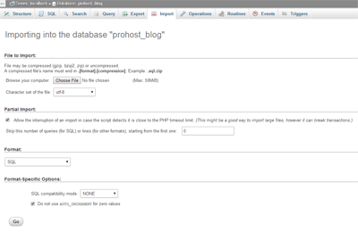 Import database